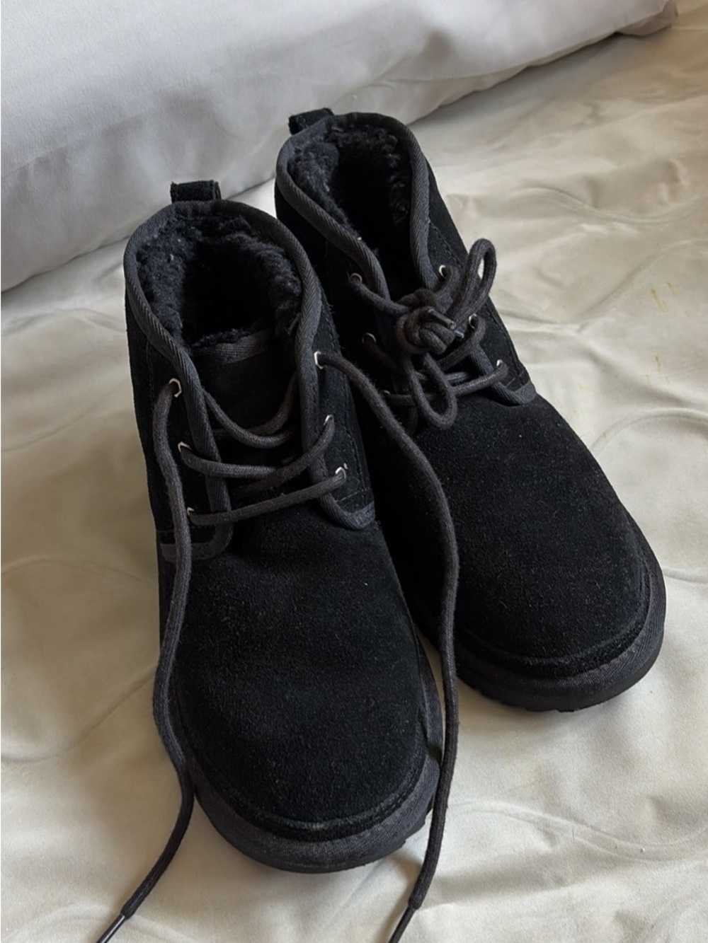 UGG Black Suede Lace-Up Booties